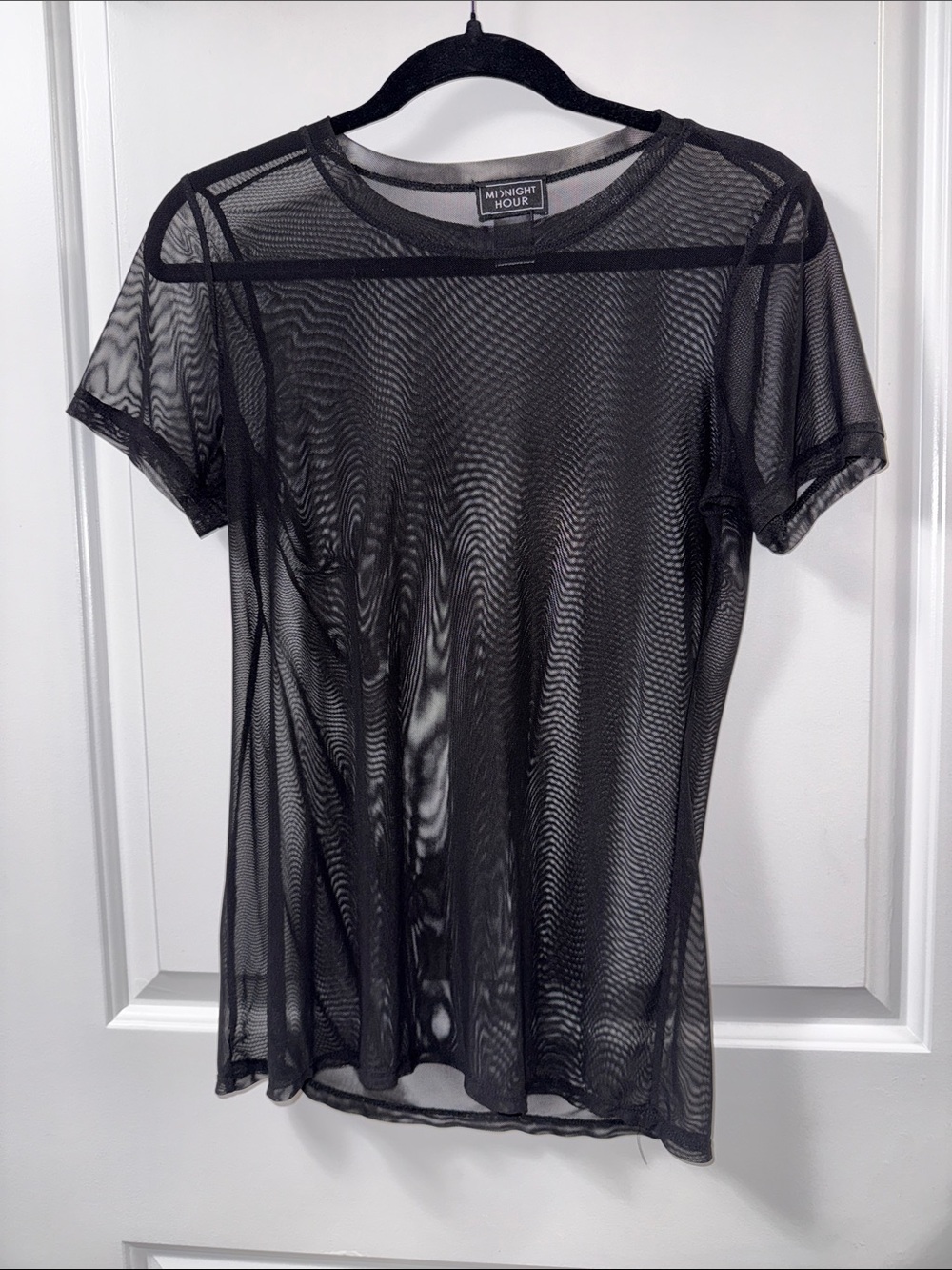 Midnight Hour Black Sheer Mesh Short Sleeve Tee
